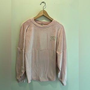 Baby pink soft Victoria’s Secret PINK light pink Crewneck velour size medium m